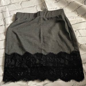 Gray and black lace trim skirt
